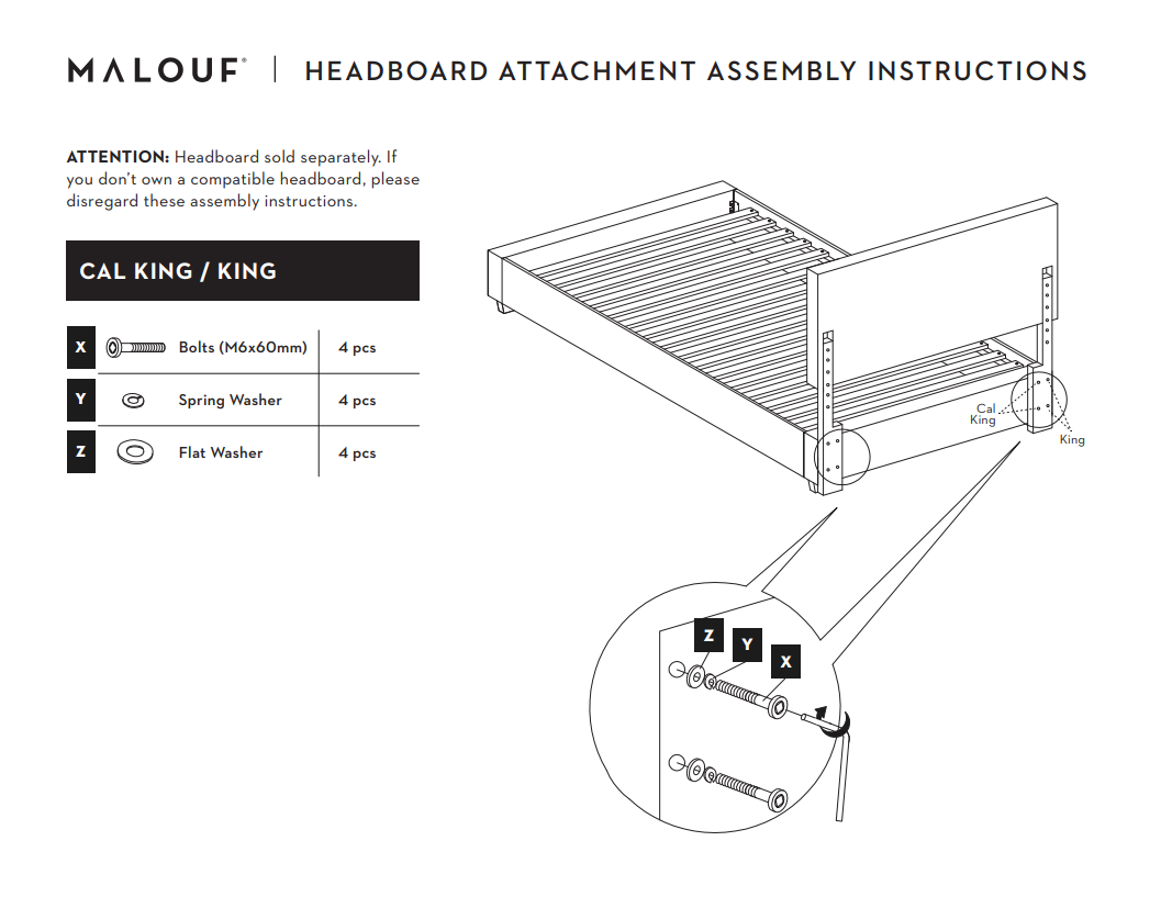 Headboard Attachment Guide Malouf Home