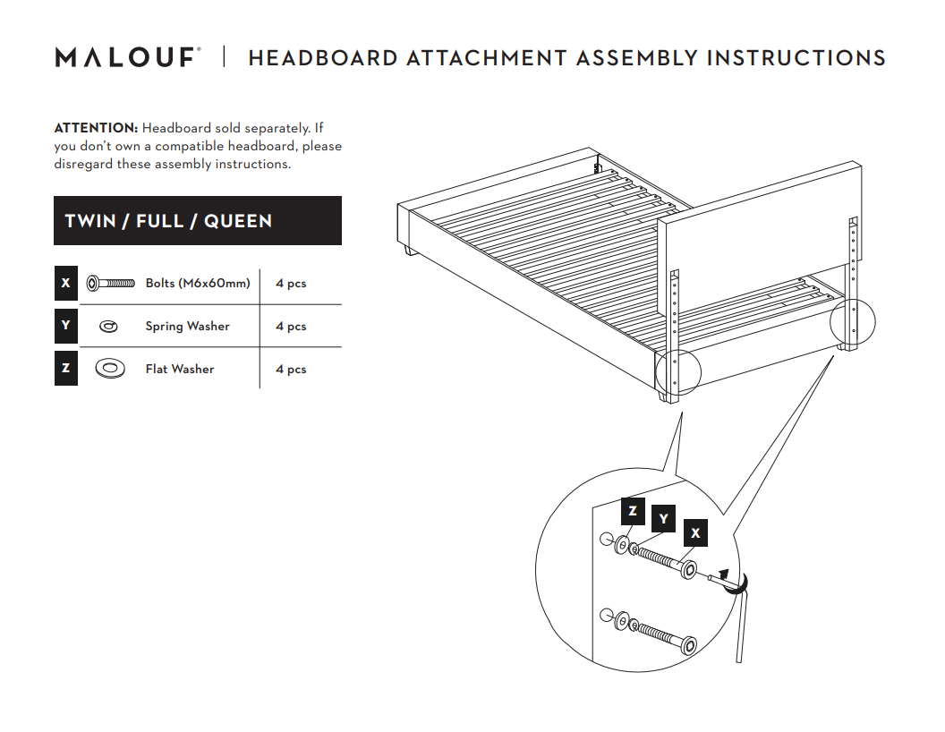 Headboard Attachment Guide Malouf Home